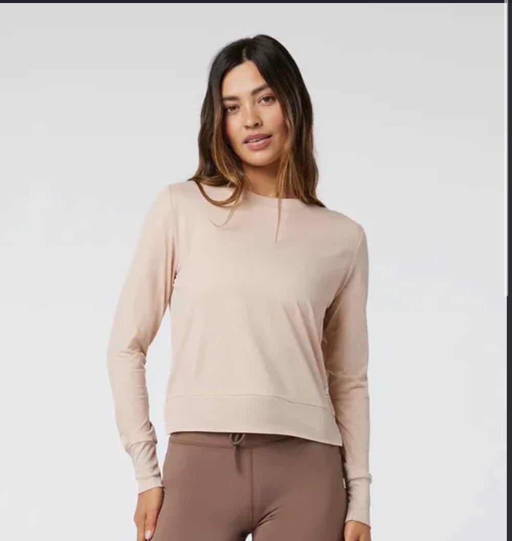 Vuori Women’s Daydream Crew Small Rosewater Heather Long Sleeve NWOT
